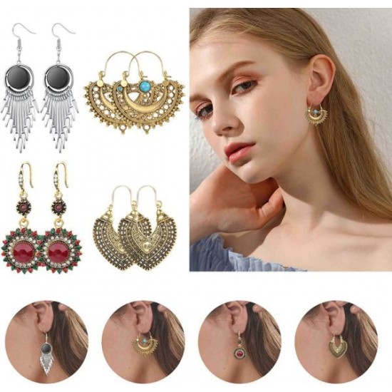 12 Pairs Bohemian Vintage Drop Dangle Earrings For Women Statement Tassel Boho Earring Set Christmas Jewelry 12 Pairs Bohemian Vintage Drop Dangle Earrings For Women Statement Tassel Boho Earring Set Christmas Jewelry